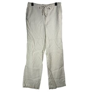 Caribbean Joe Mens Linen Pants Off White Drawstring Elastic Waist Size M 32x30
